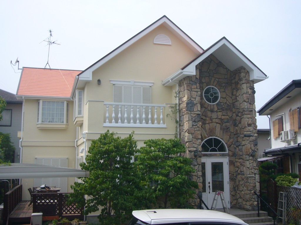 茨木市　外壁フッソ塗装・屋根ガイナ塗装